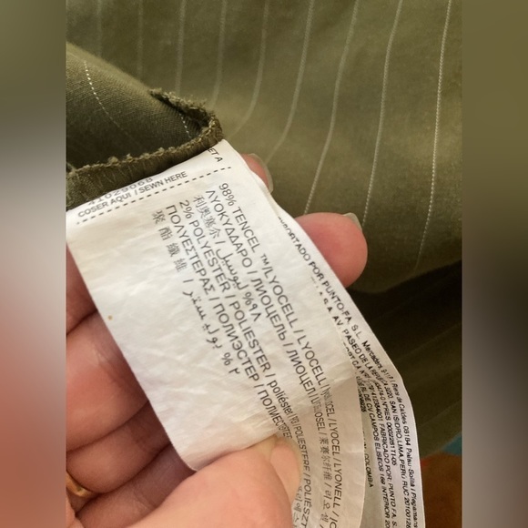 MNG Basics xs size 2 army green fall pinstripe dress - Picture 4 of 5